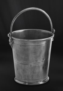 Secchiello per bottiglia Champagne glacette secchio ghiaccio ghiacciaia in peltro con manico (Art.288)