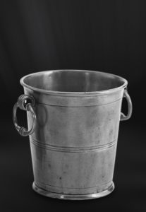 Secchiello per bottiglia Champagne glacette secchio ghiaccio ghiacciaia in peltro con manici (Art.289)
