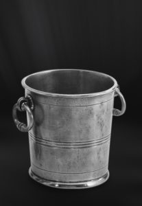 Secchiello per cubetti di ghiaccio glacette per mignon in peltro con manici (Art.317)
