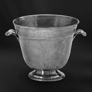Secchiello per bottiglia Champagne glacette secchio ghiaccio ghiacciaia in peltro con manico (Art.419)