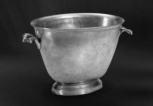 Secchiello per bottiglie Champagne glacette secchio ghiaccio ghiacciaia in peltro con manici (Art.470)