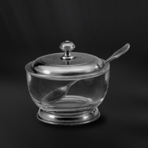 Formaggiera marmellatiera in peltro e cristallo (Art.548)