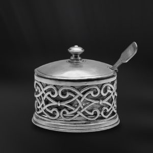 Formaggiera marmellatiera in peltro e cristallo (Art.590)