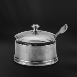 Formaggiera marmellatiera in peltro e cristallo (Art.646)