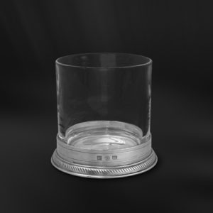Bicchiere da whisky double old-fashioned in peltro e cristallo (Art.855)
