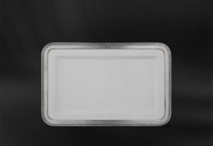 Vassoio rettangolare in ceramica e peltro Luisa (Art.876)