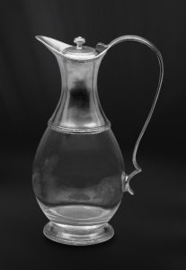 Brocca in peltro e vetro con coperchio (Art.596)