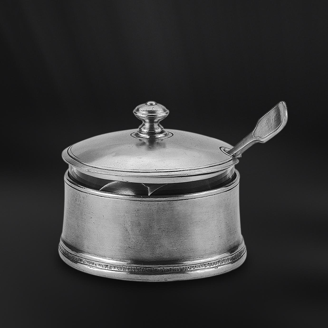 Formaggiera marmellatiera in peltro e cristallo (Art.646) Formaggiera marmellatiera in peltro e cristallo (Art.646)