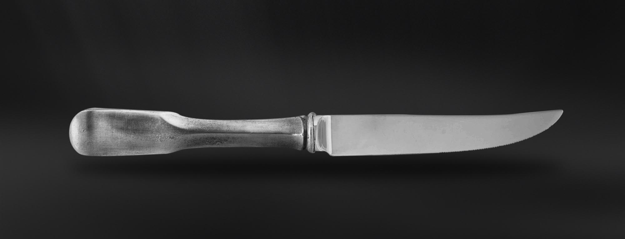 Coltello bistecca posate in peltro e acciaio (Art.837) Coltello bistecca posate in peltro e acciaio (Art.837)