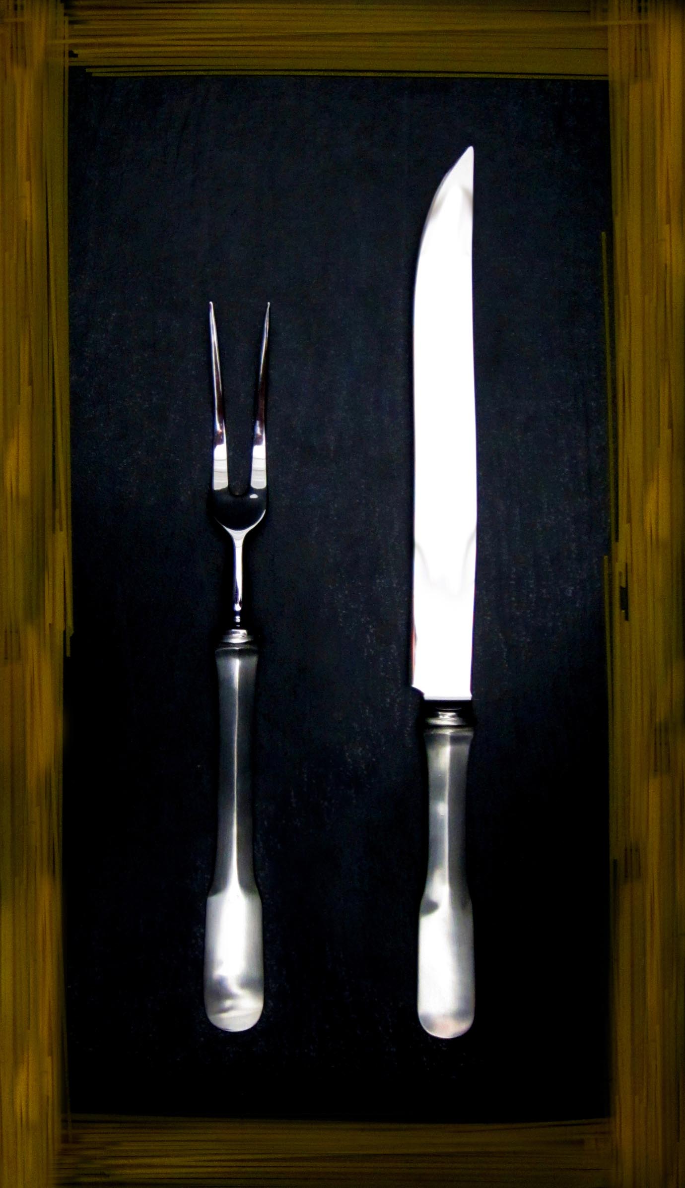 Posate per arrosto in peltro e acciaio (838-839) Posate per arrosto in peltro e acciaio (838-839)