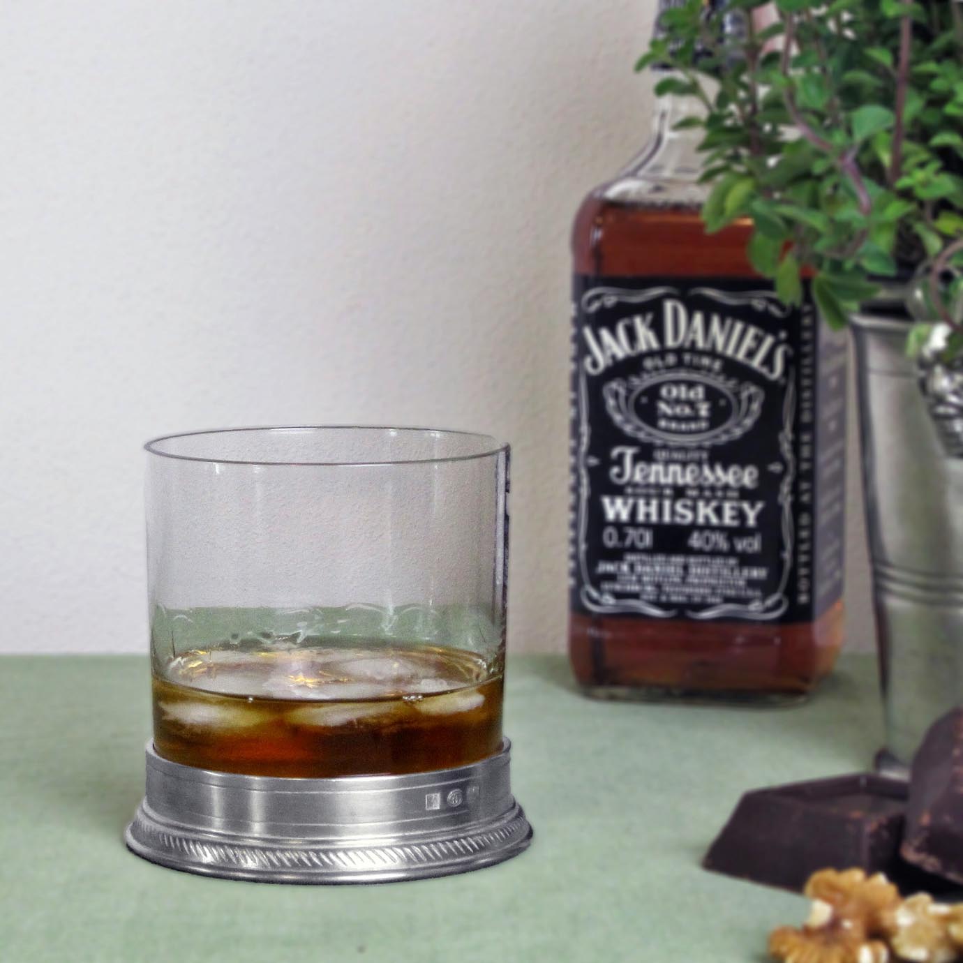 Bicchiere whisky double old fashioned in cristallo e peltro (855) Bicchiere whisky double old fashioned in cristallo e peltro (855)