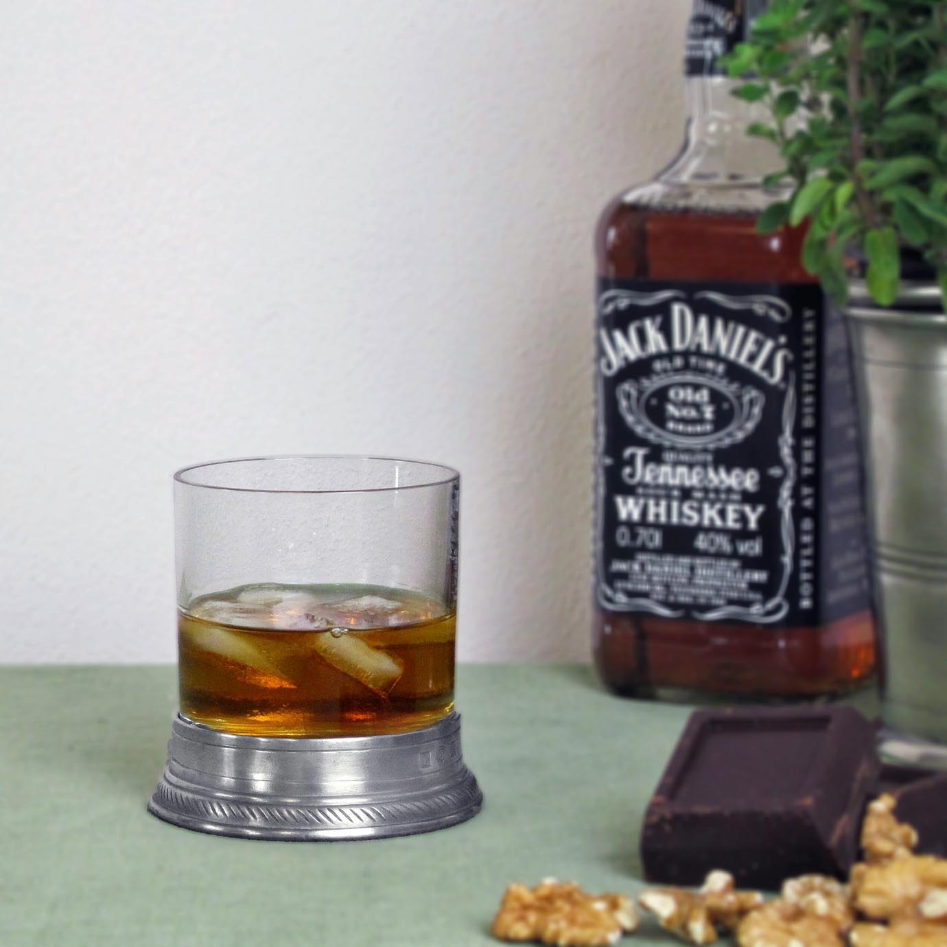 Bicchiere whisky old fashioned in cristallo e peltro (856) Bicchiere whisky old fashioned in cristallo e peltro (856)